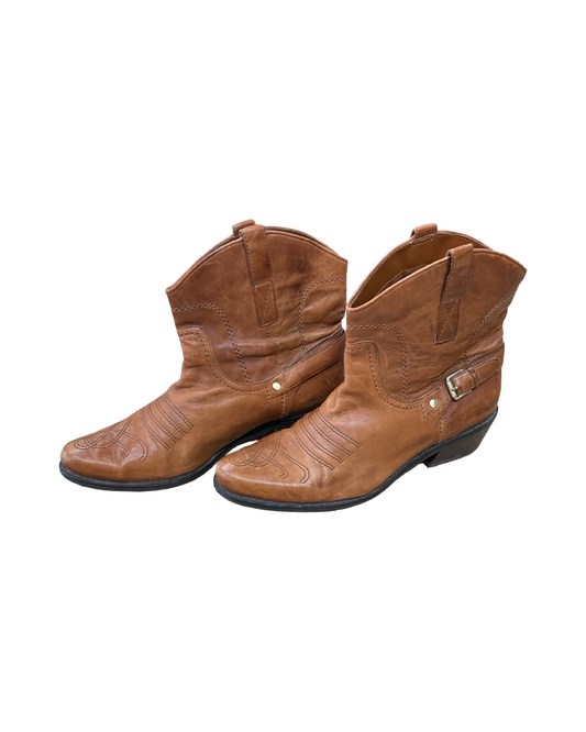 Boots Ankle Flats By Franco Sarto In Brown, Size:9