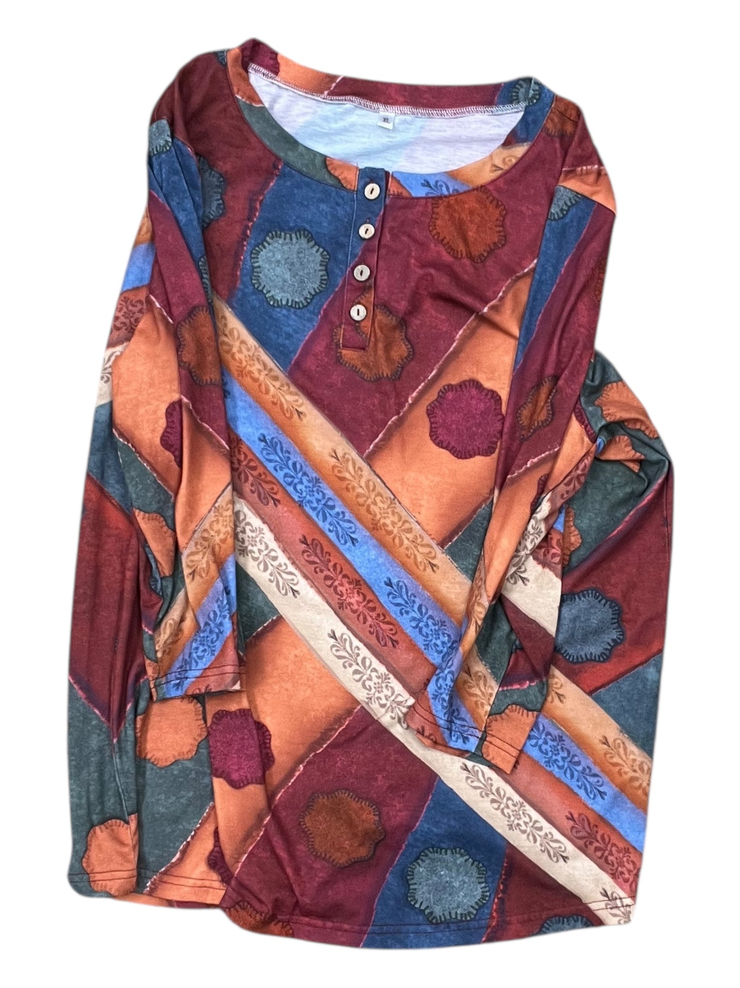 Top Ls By Clothes Mentor In Blue & Red, Size:Xl