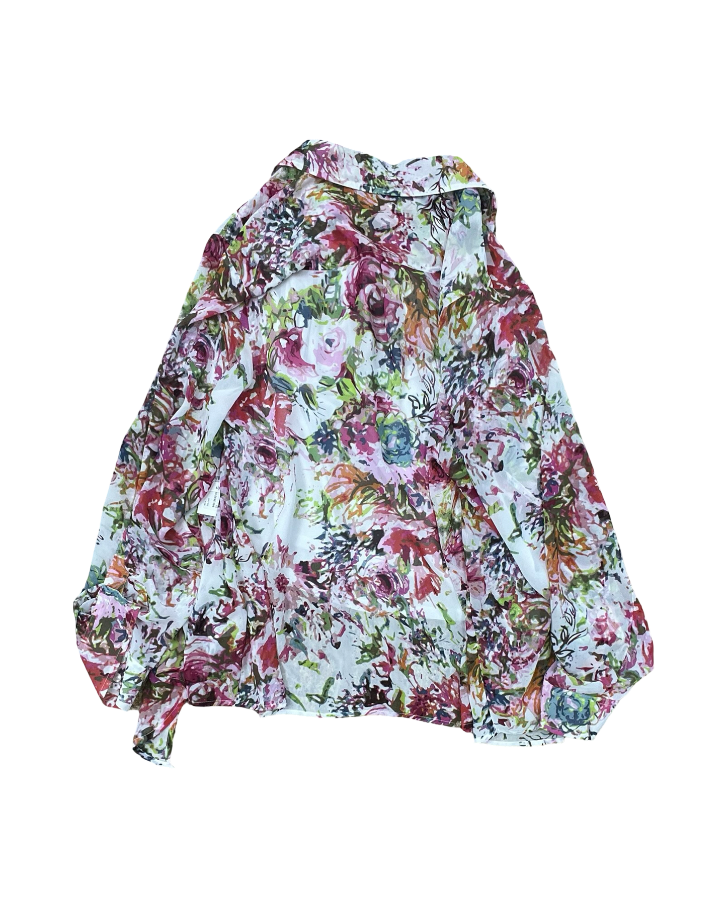 Blouse Ls By Liz Claiborne In Pink & White, Size:2X