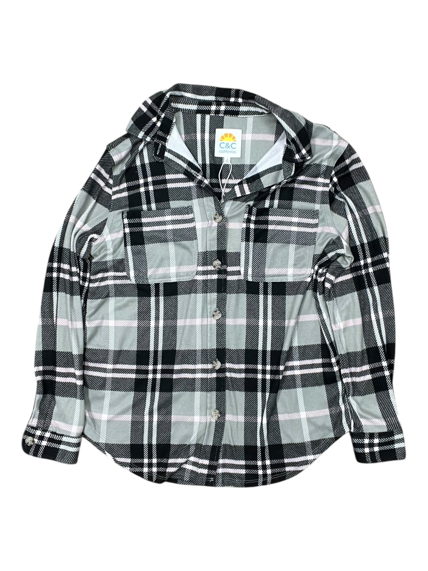 Blouse Ls By C And C In Green, Size:S