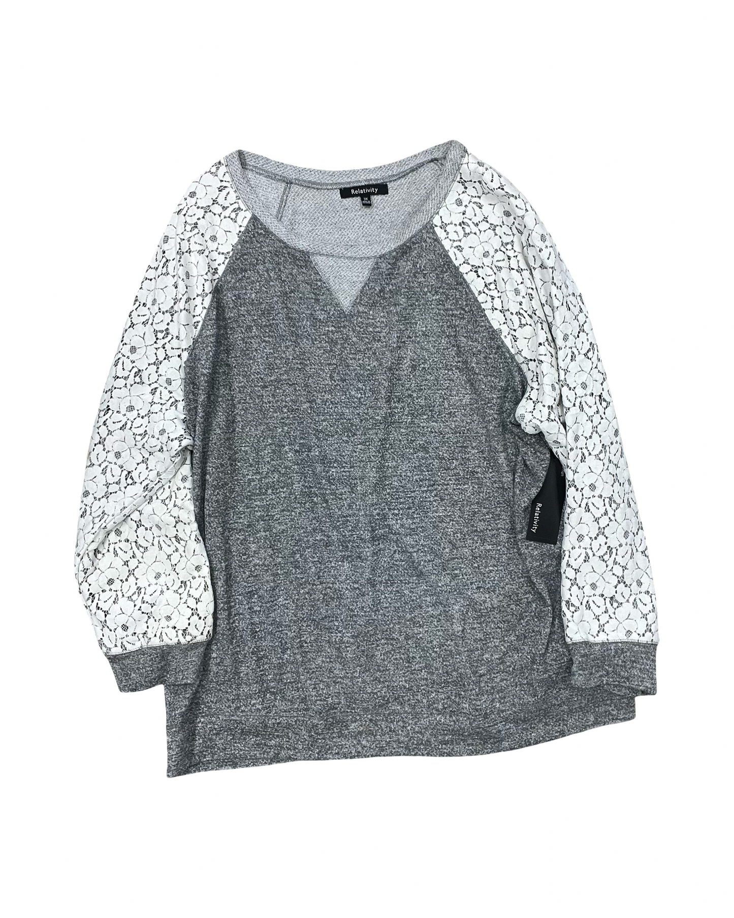 Top Ls By Relativity In Grey & White, Size:3X