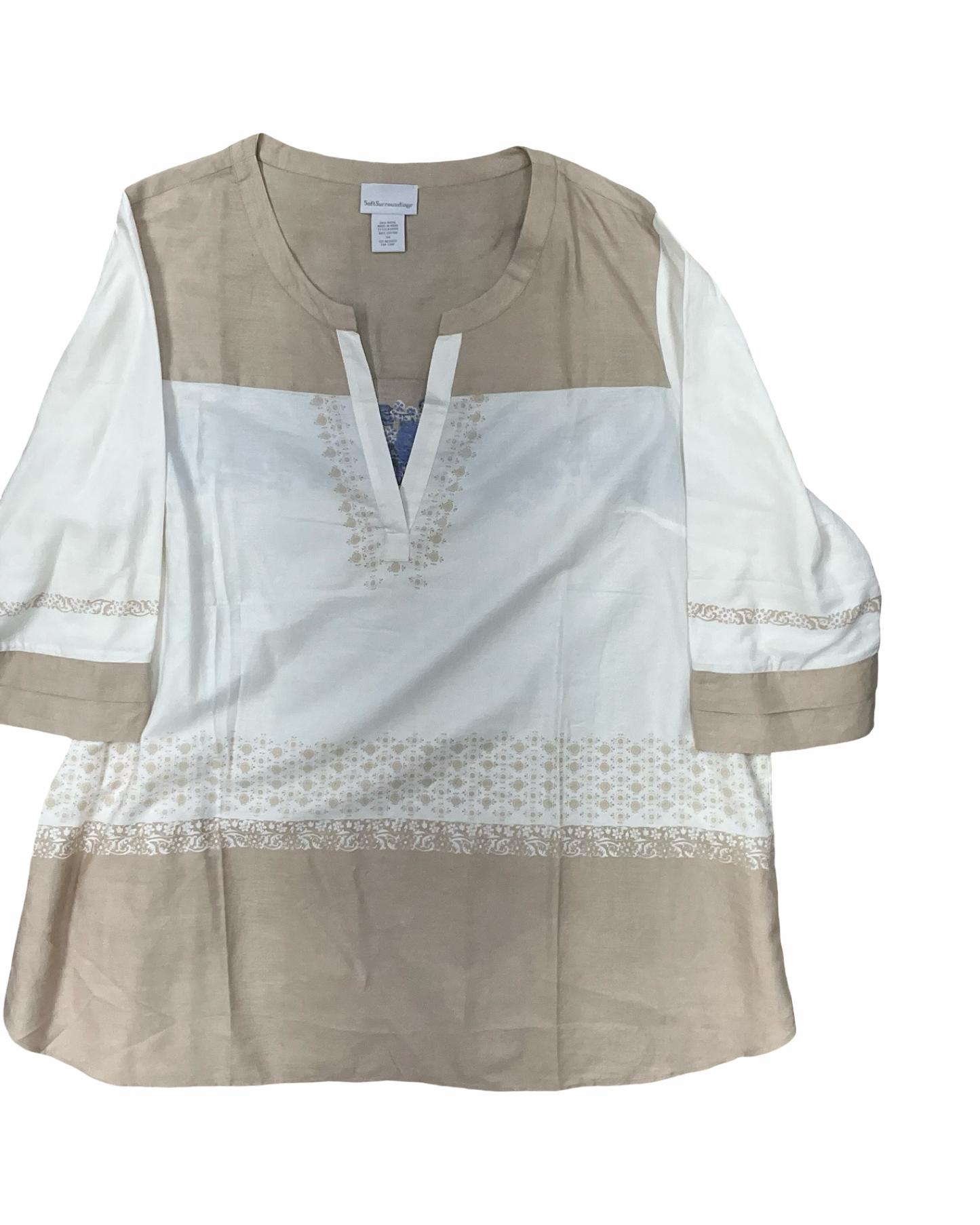 Top Ss By Soft Surroundings In Tan & White, Size:3X