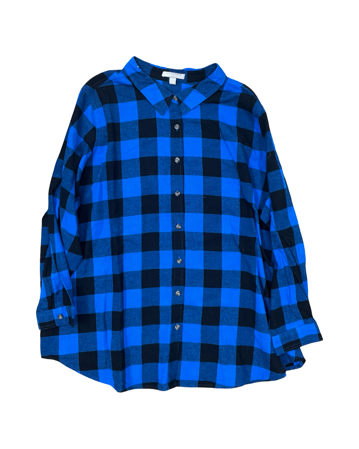 Blouse Ls By Woman Within In Blue, Size:2X