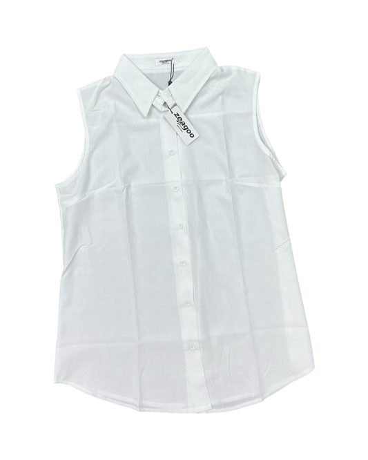 Blouse Sleeveless By Zeagoo In White, Size:L