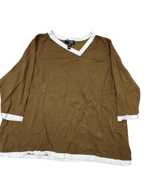 Sweater By Clothes Mentor In Brown & Cream, Size:3X
