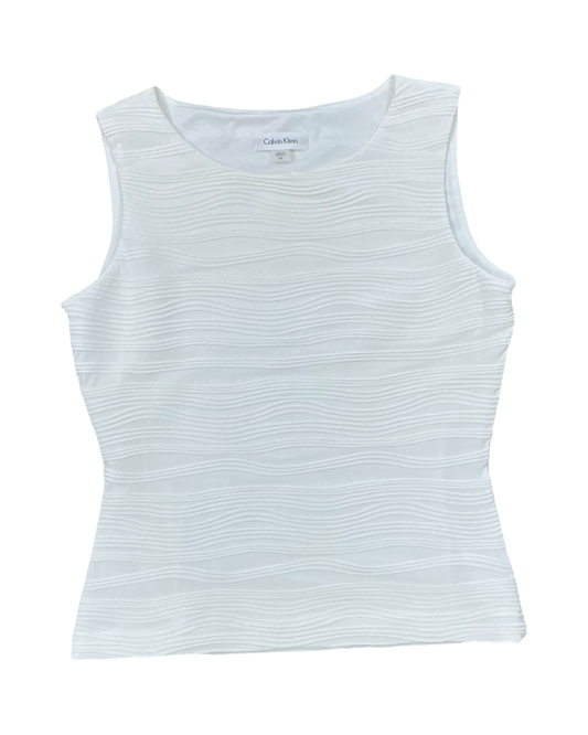 Top Sleeveless By Calvin Klein In White, Size:S