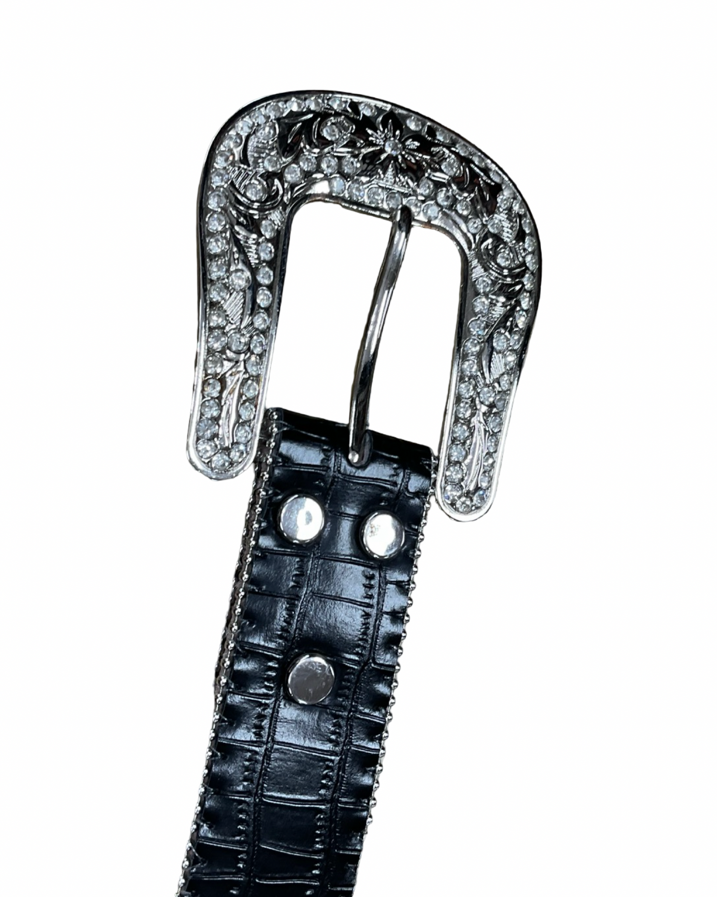 Belt Leather By Clothes Mentor In Black & Silver
