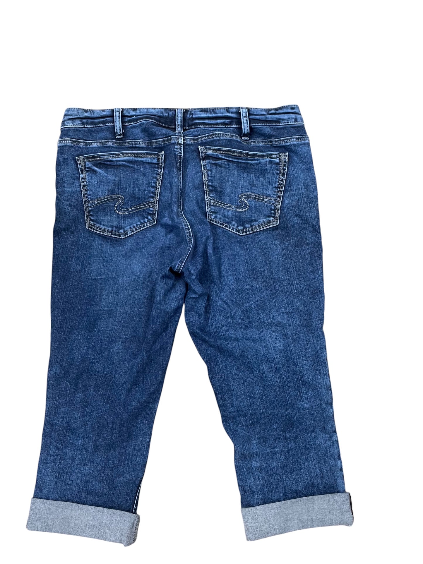 Jeans Cropped By Silver In Blue Denim, Size:16