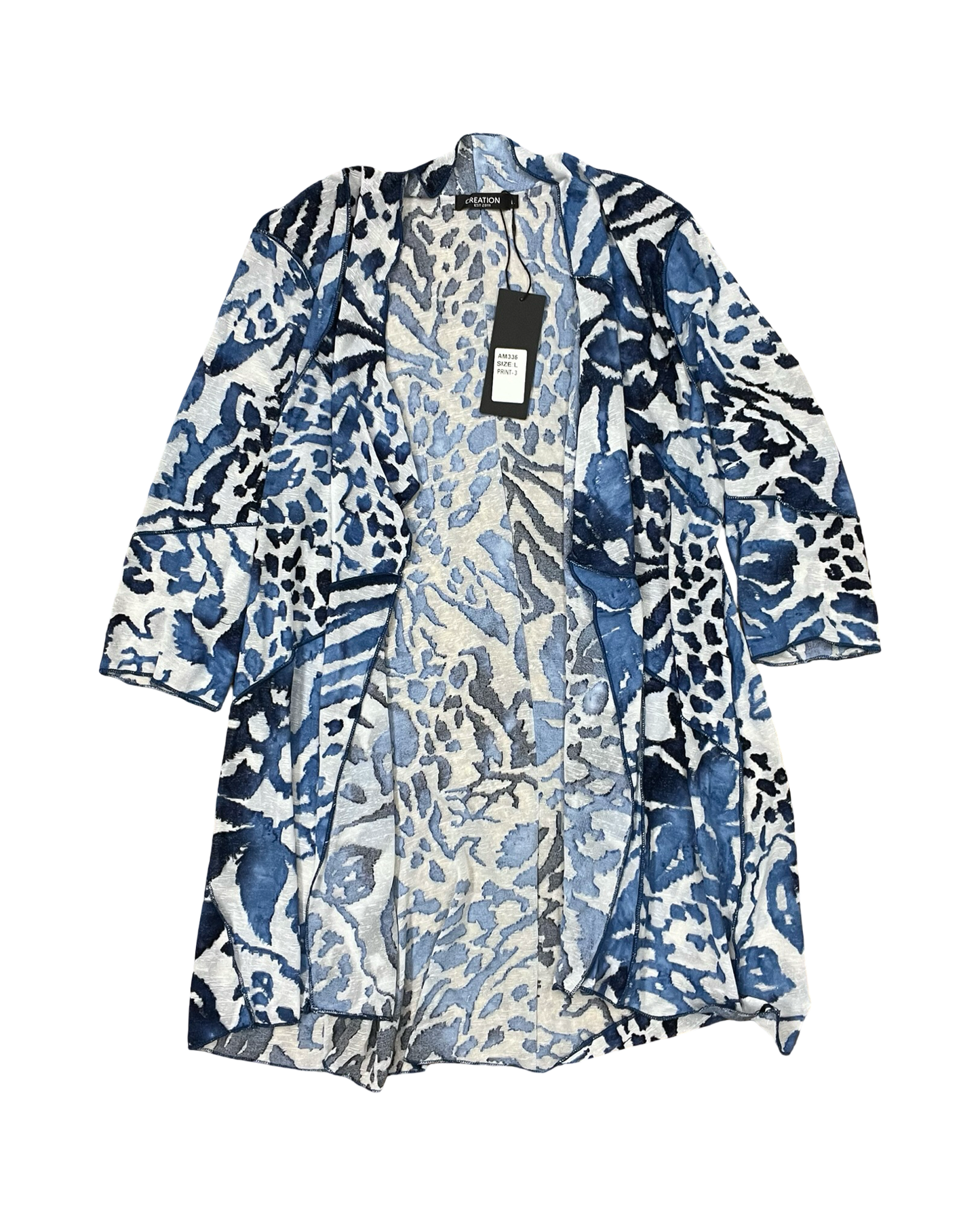Cardigan By Clothes Mentor In Blue & White, Size:L
