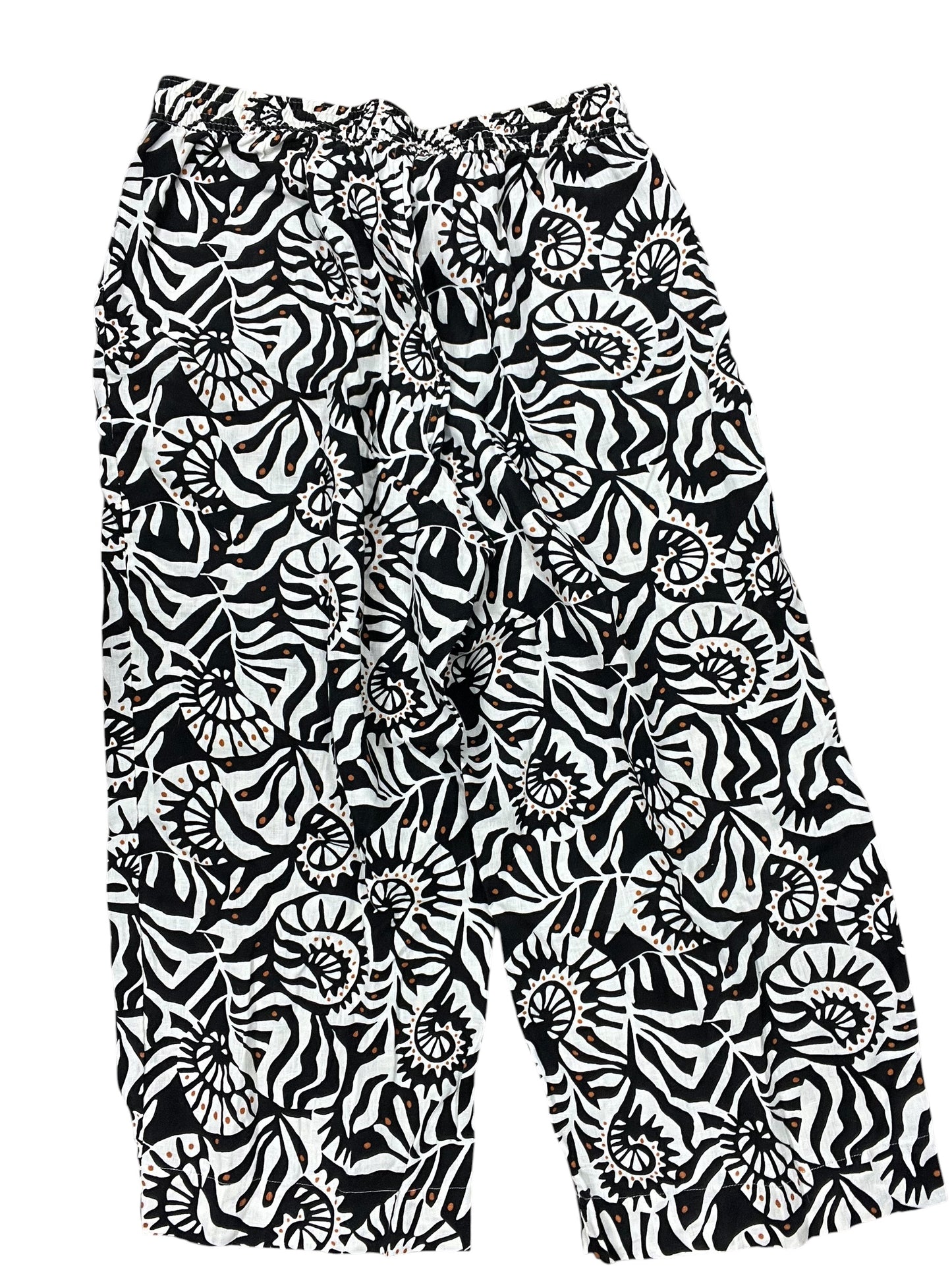 Pants Linen By Nicole By Nicole Miller In Black & Cream, Size:Xl