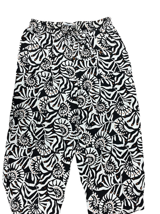 Pants Linen By Nicole By Nicole Miller In Black & Cream, Size:Xl
