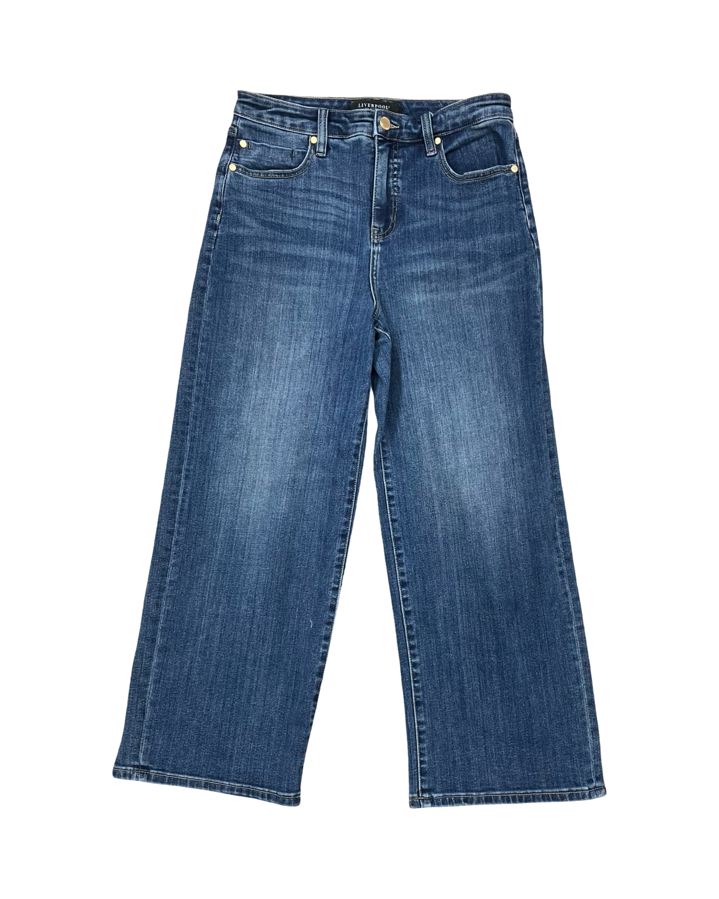 Jeans Straight By Liverpool In Blue Denim, Size:4