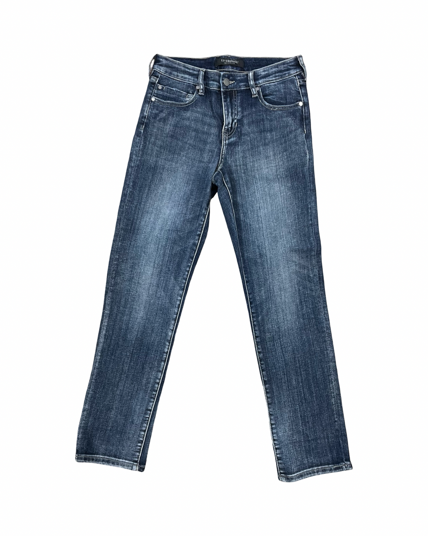 Jeans Straight By Liverpool In Blue Denim, Size:4