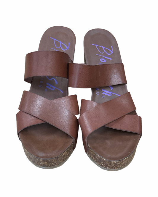 Sandals Heels Block By Blowfish In Brown, Size:9