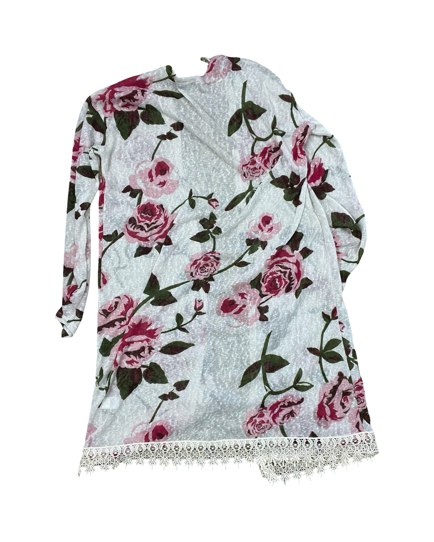 Cardigan By Freshman In Cream & Pink, Size:M