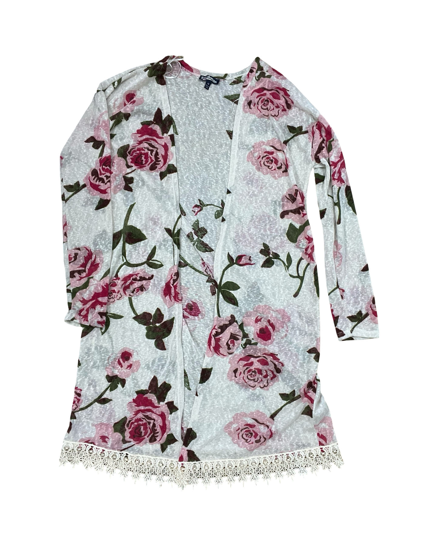 Cardigan By Freshman In Cream & Pink, Size:M