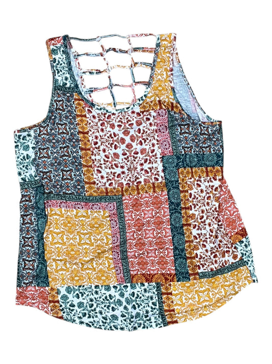 Top Sleeveless By Maurices In Green & White, Size:Xl