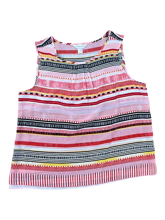 Top Sleeveless By Christopher And Banks In Pink & Red, Size:Xl