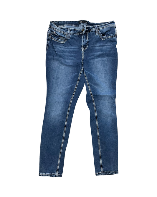 Jeans Skinny By Royalty In Blue Denim, Size:16