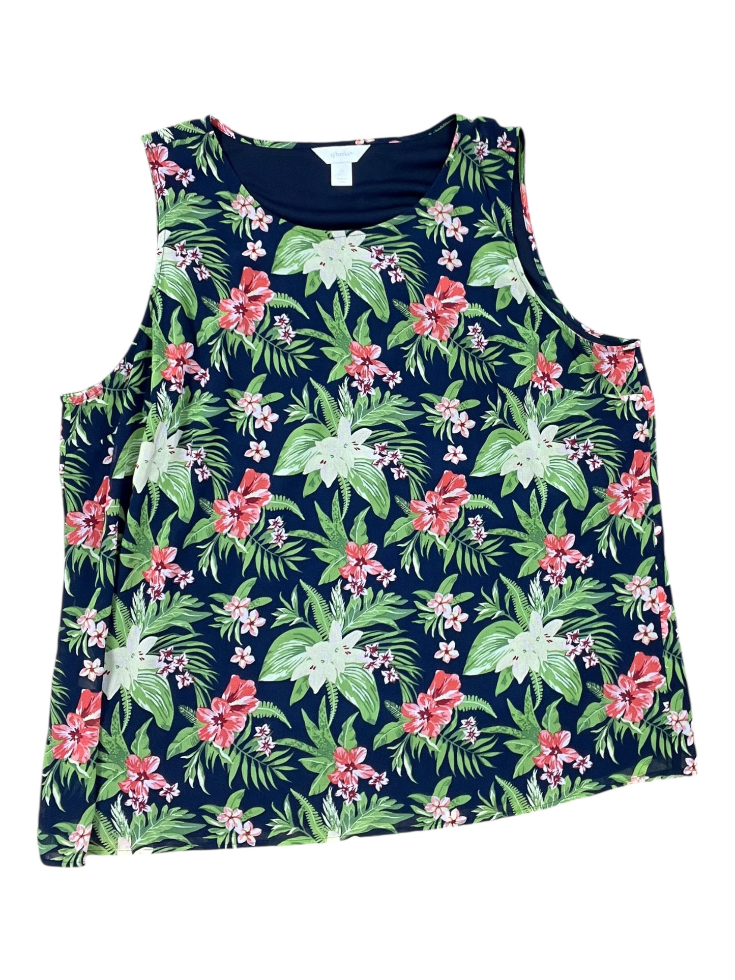 Top Sleeveless By Cj Banks In Blue & Green, Size:2X