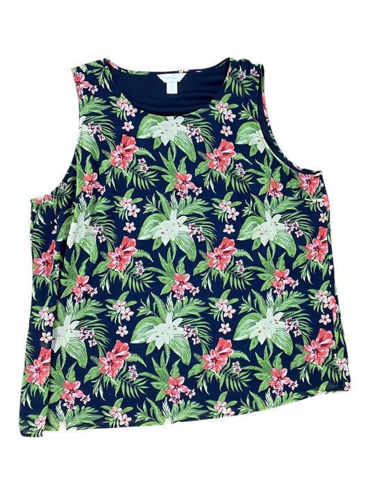 Top Sleeveless By Cj Banks In Blue & Green, Size:2X