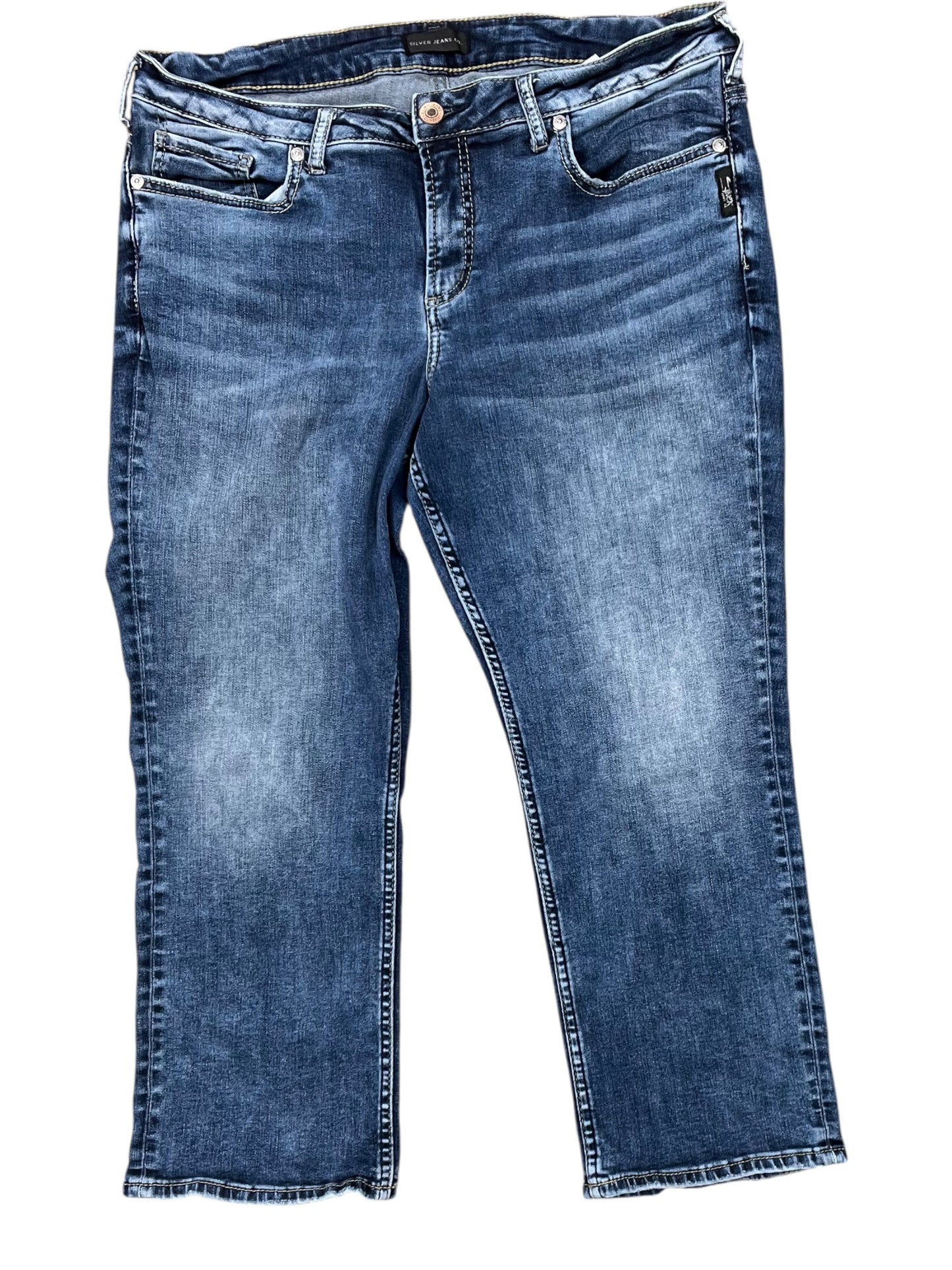 Jeans Cropped By Silver In Blue Denim, Size:16