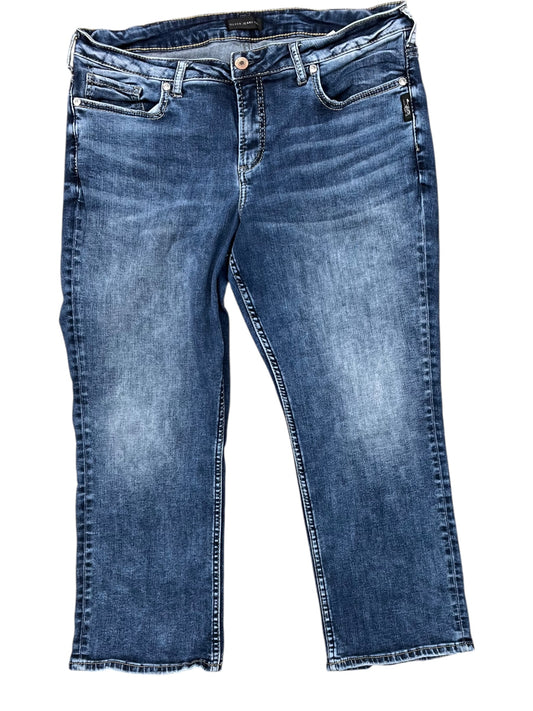 Jeans Cropped By Silver In Blue Denim, Size:16