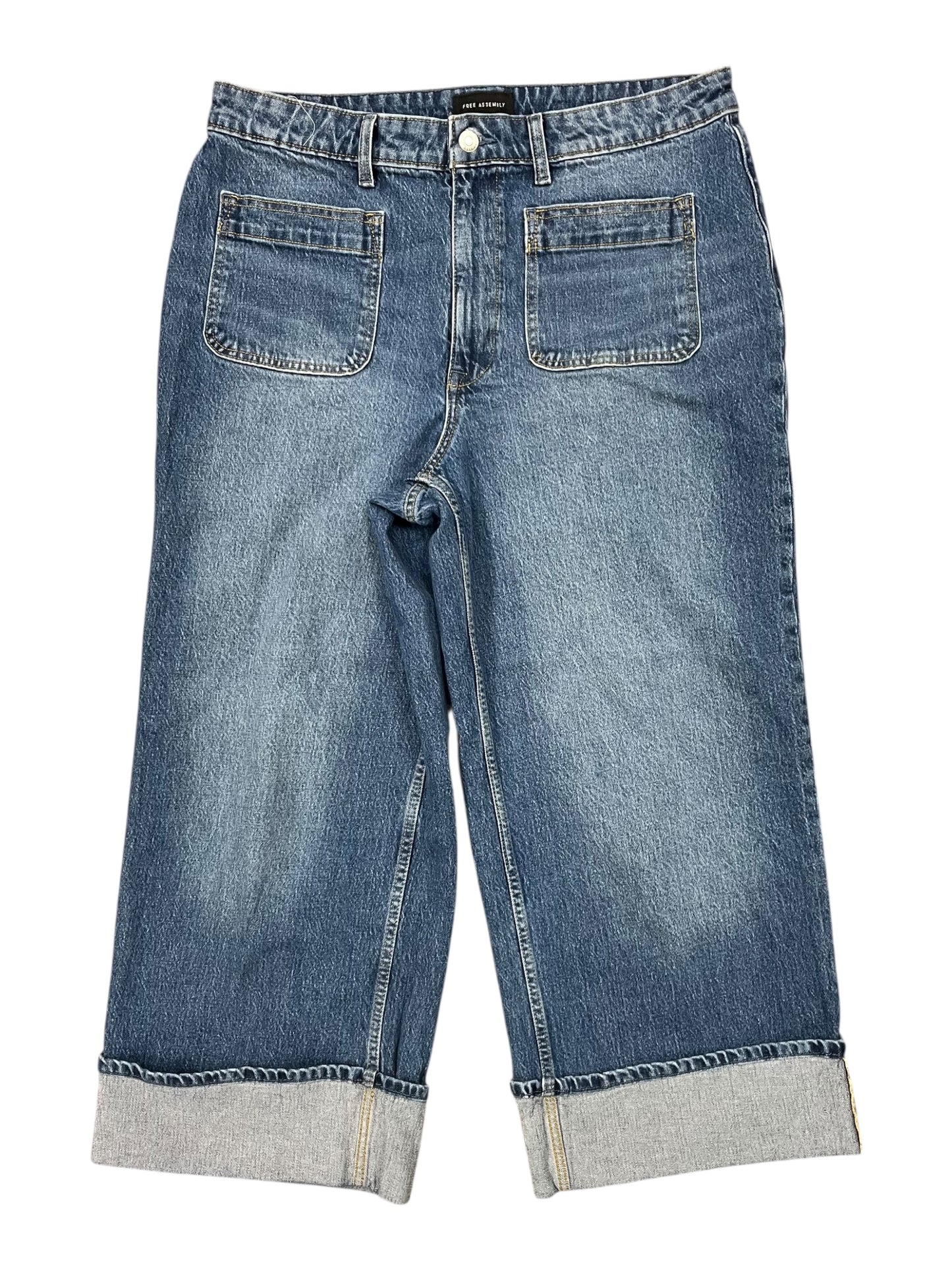 Jeans Wide Leg By Free Assembly In Blue Denim, Size:16