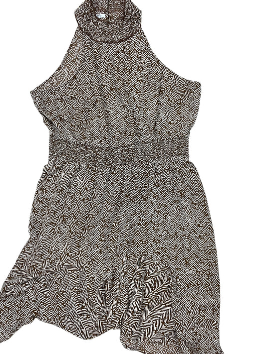 Dress Casual Midi By Maurices In Brown & Cream, Size:1X