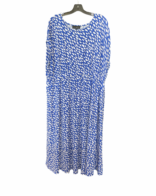 Dress Casual Midi By Eloquii In Blue & White, Size:2X