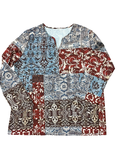 Top Ls By Clothes Mentor In Blue & Red, Size:3X