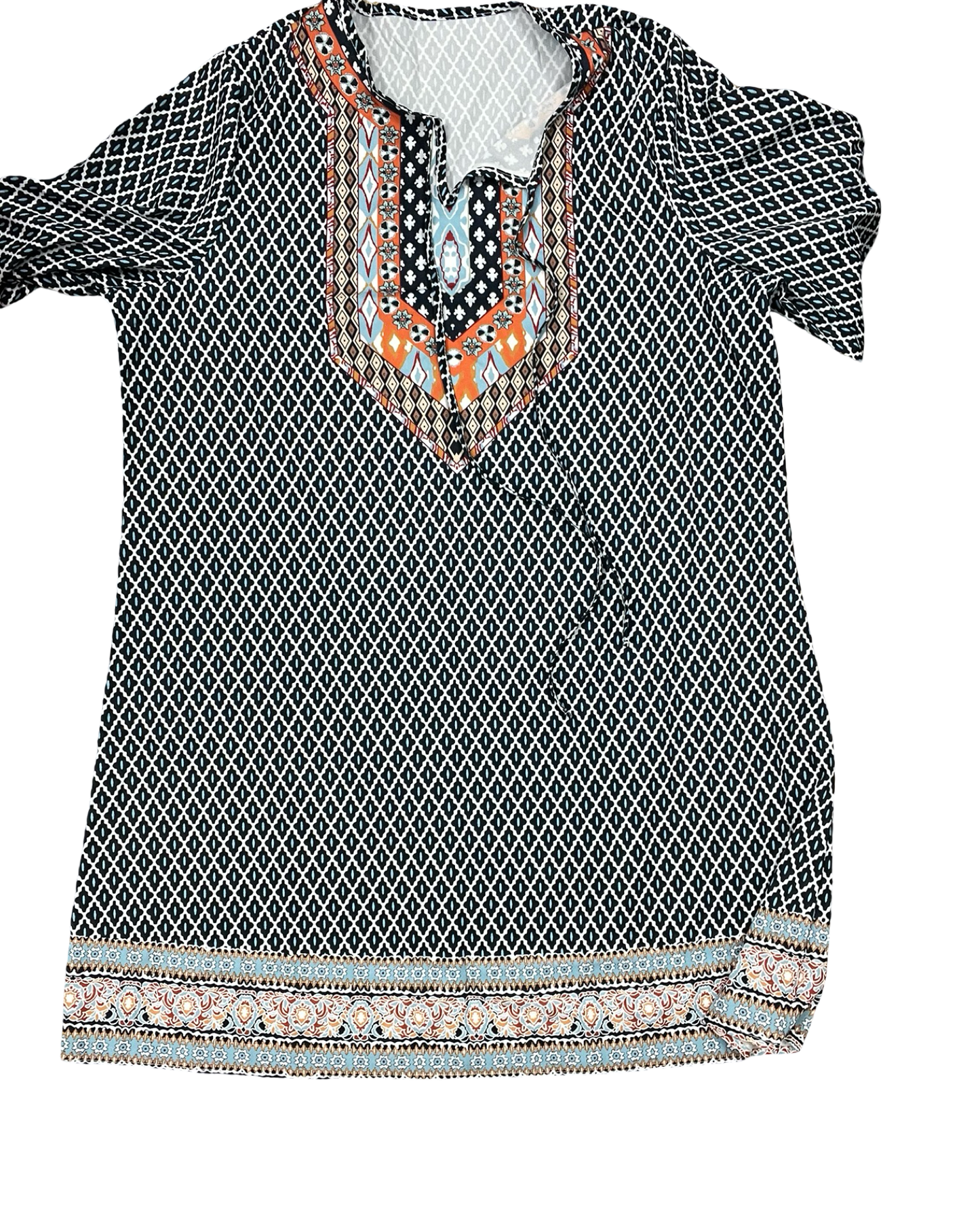 Dress Casual Short By Clothes Mentor In Blue & White, Size:1X