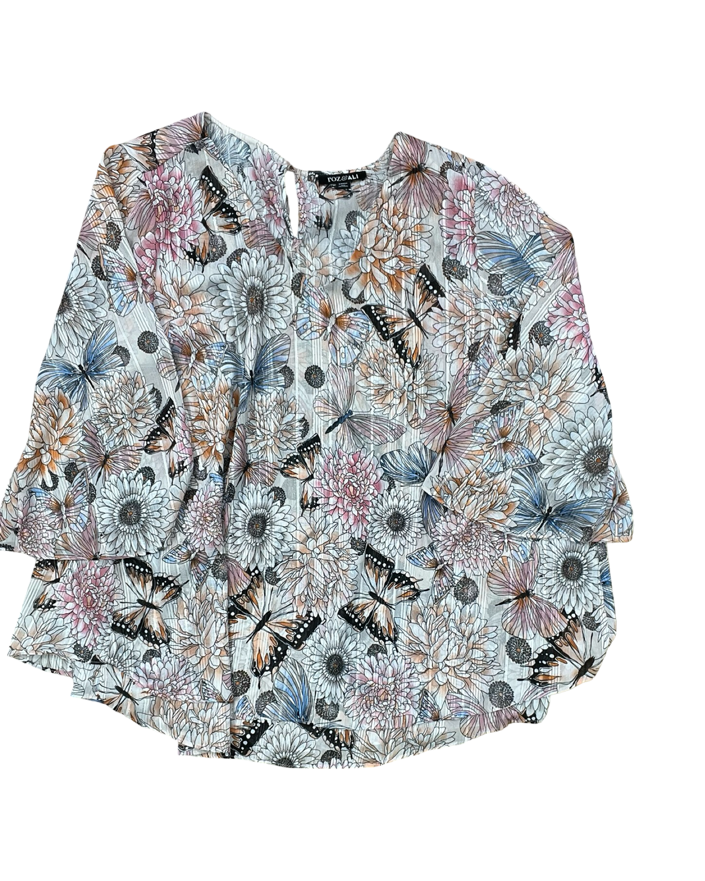 Top Ls By Roz And Ali In Cream & Orange, Size:2X