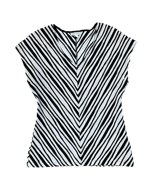 Top Sleeveless By Dana Buchman In Black & Cream, Size:M