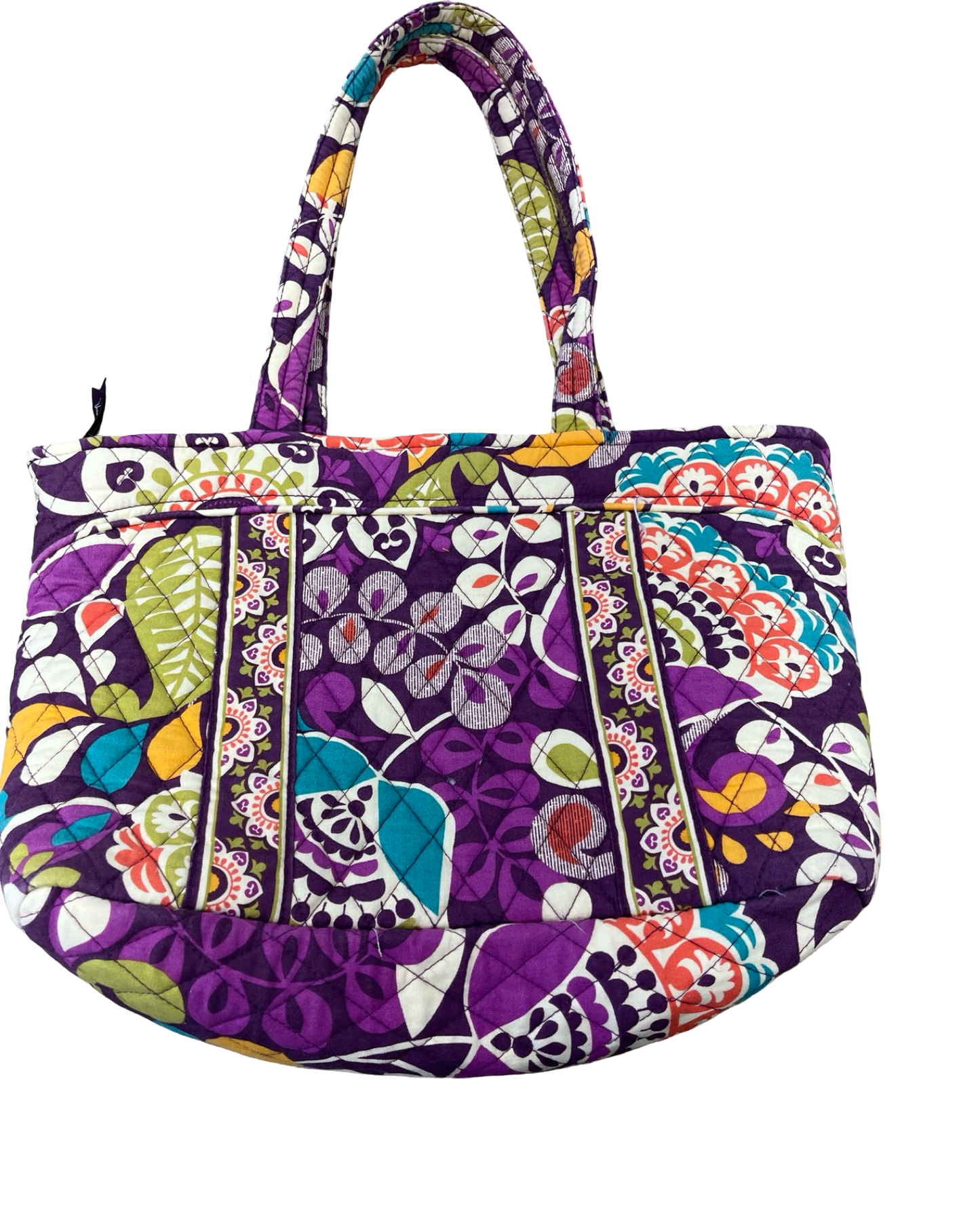 Handbag By Vera Bradley In Cream & Purple, Size:Medium