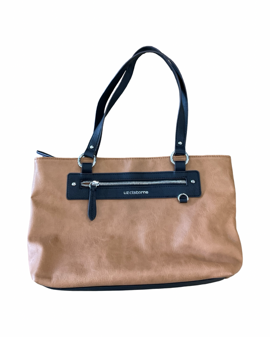 Handbag By Liz Claiborne In Black & Brown, Size:Medium