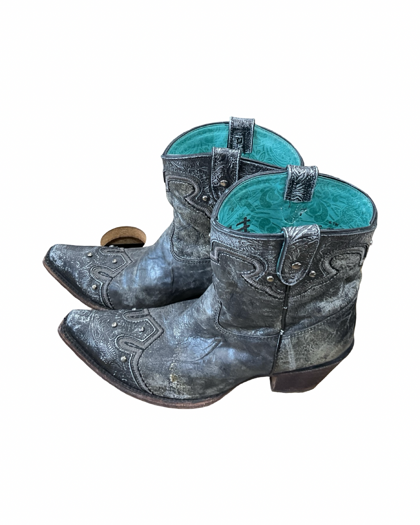 Boots Ankle Heels By Corral In Grey, Size:9.5