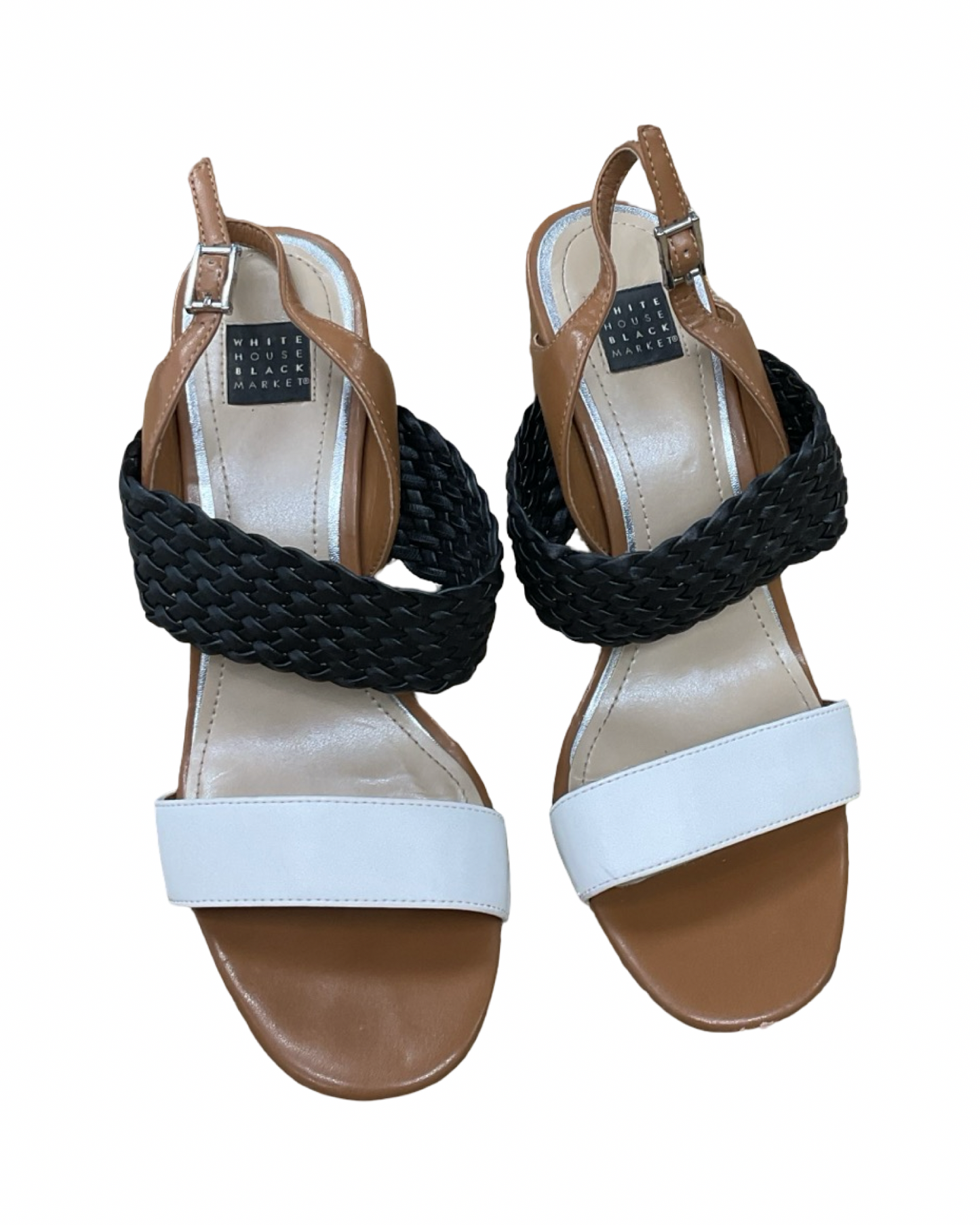 Sandals Heels Block By White House Black Market In Black & White, Size:7.5