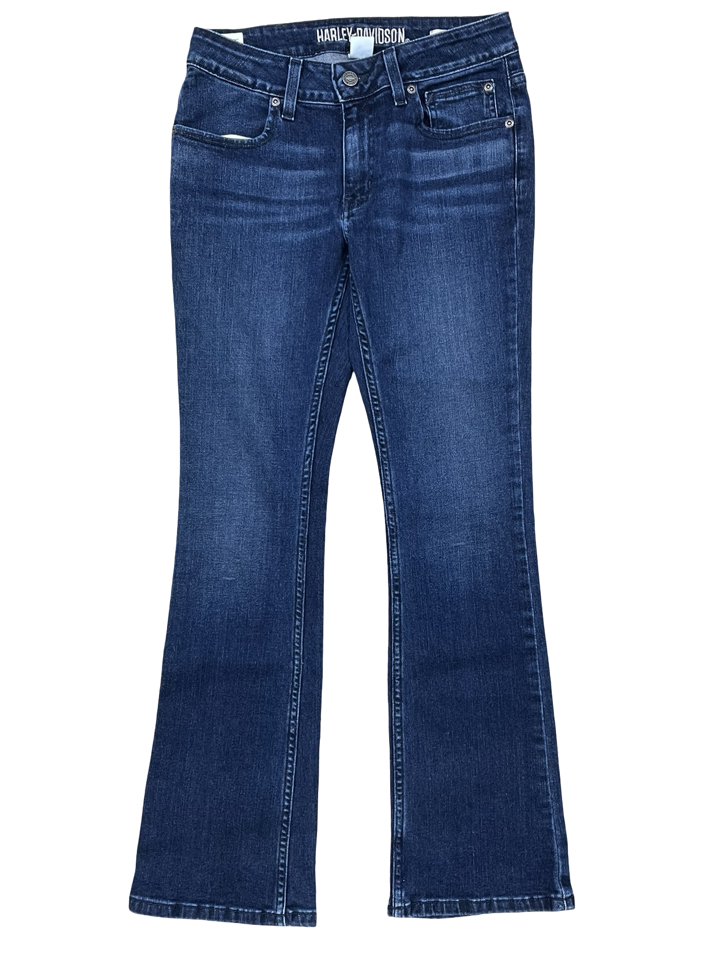 Jeans Boot Cut By Harley Davidson In Blue Denim, Size:2P