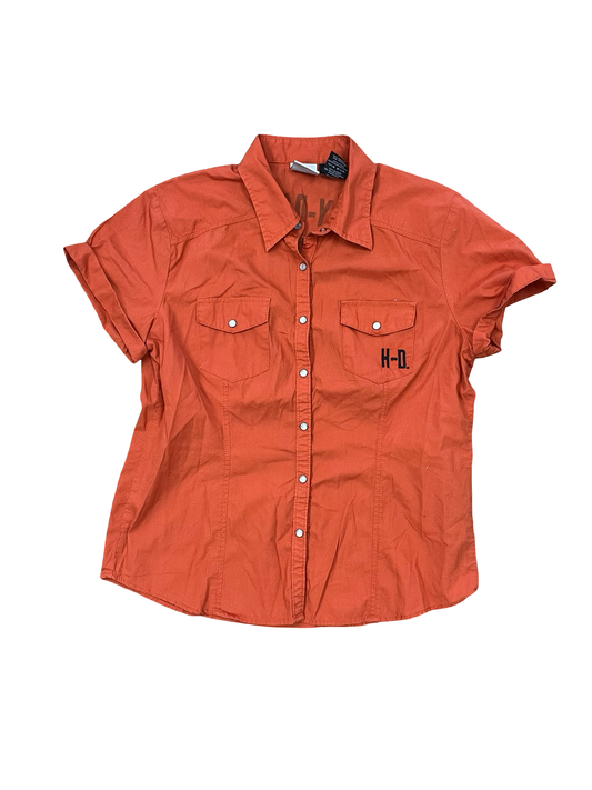Blouse Ss By Harley Davidson In Orange, Size:L