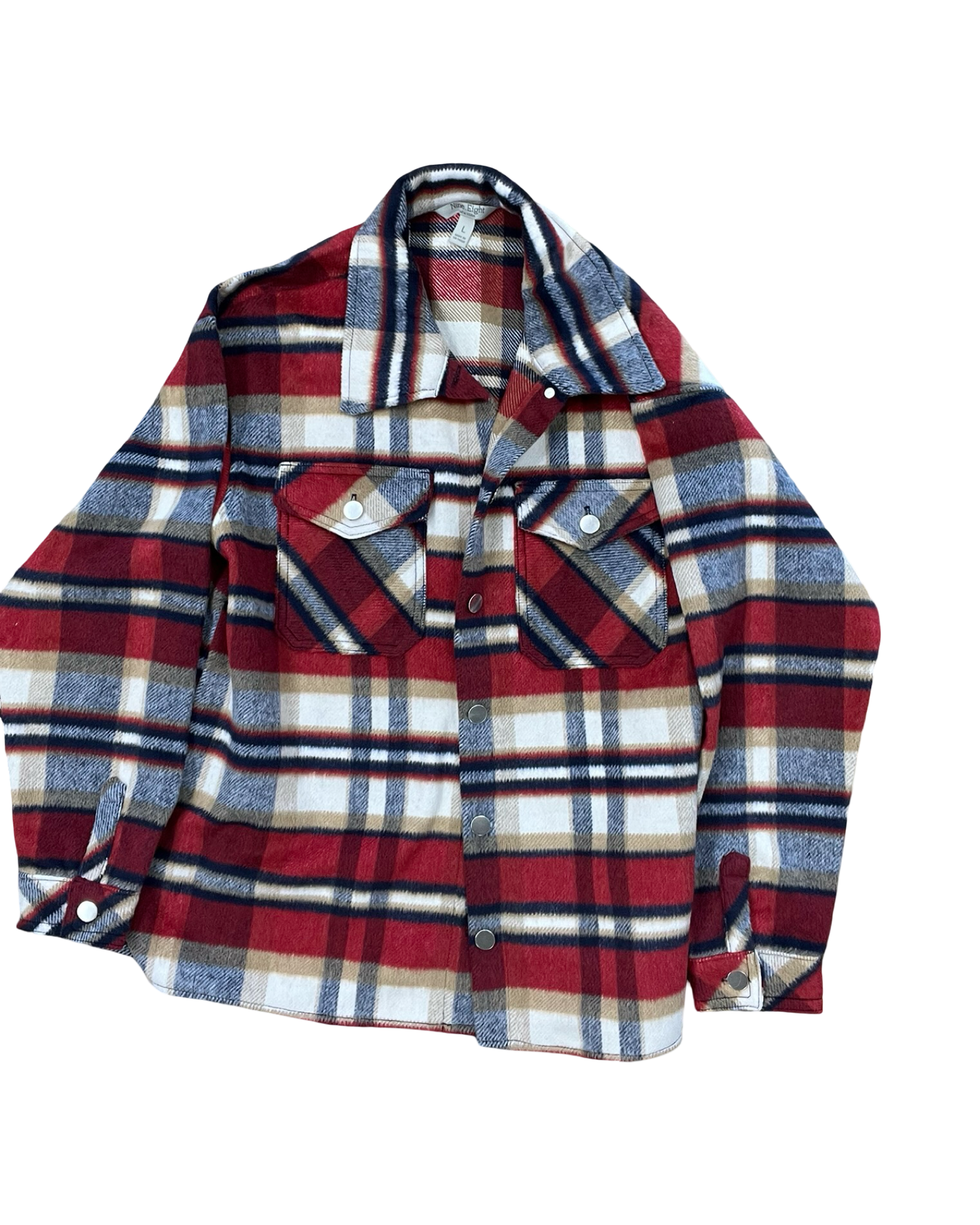 Jacket Shirt By Clothes Mentor In Red & Tan, Size:L