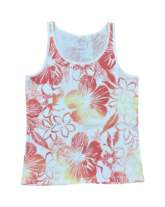 Top Sleeveless By Sonoma In Orange & White, Size:Xl