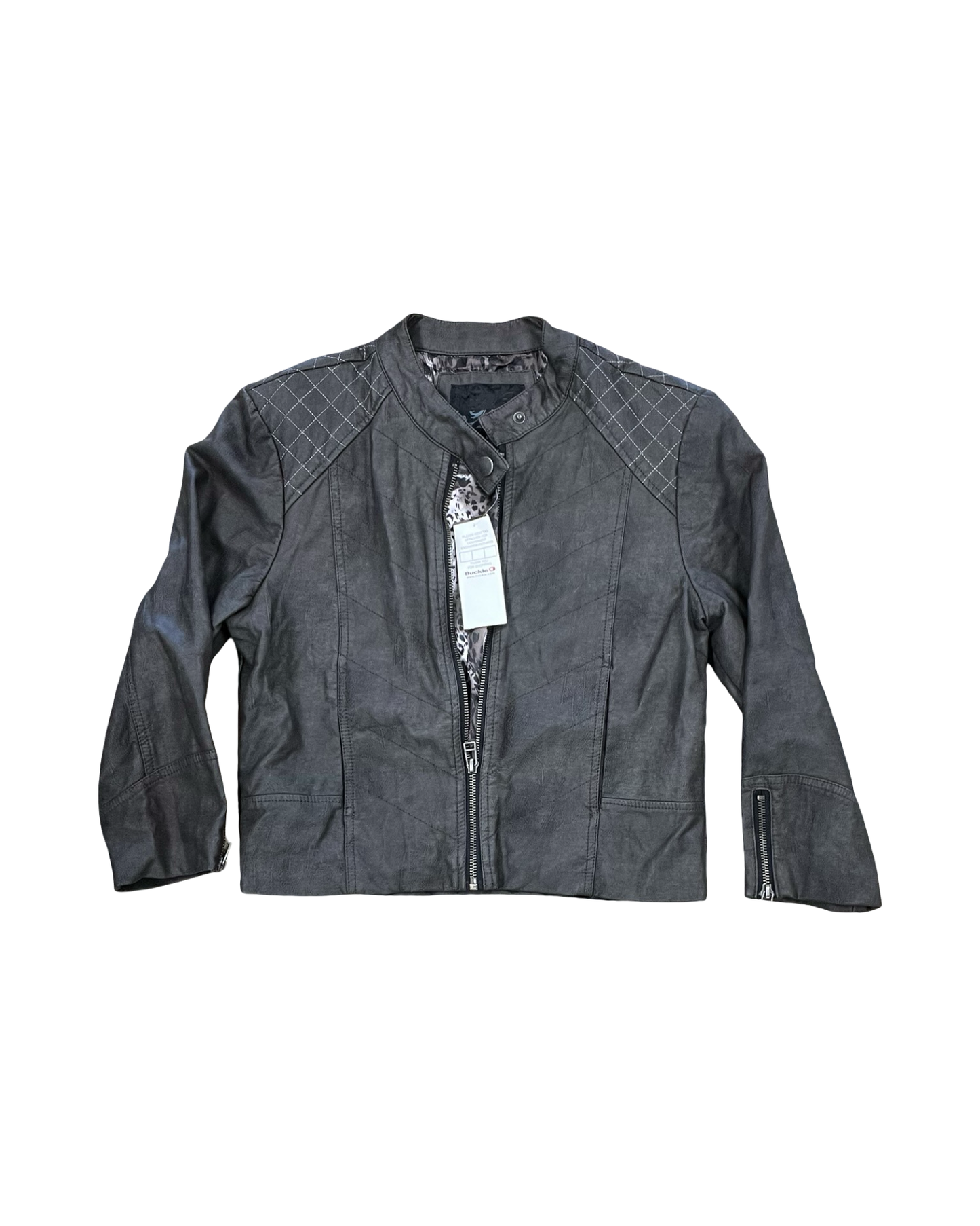 Jacket Moto By Clothes Mentor In Tan, Size:L