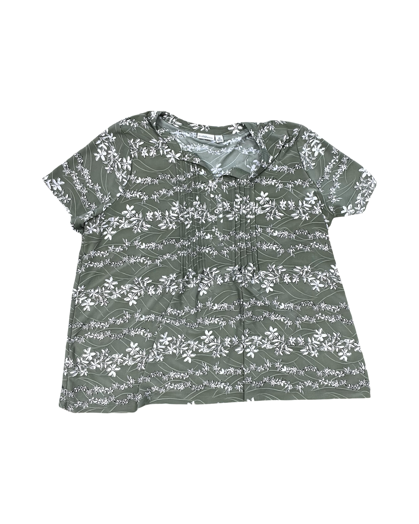 Top Ss By Croft And Barrow In Green & White, Size:1X