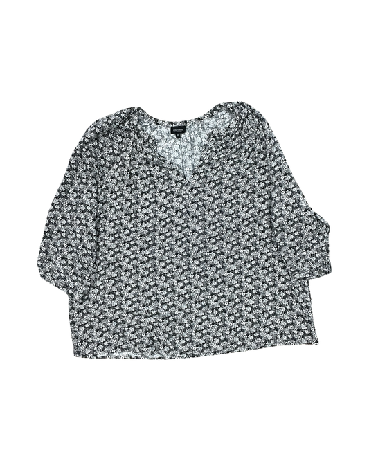 Top 3/4 Sleeve By Jones And Co In Black & White, Size:1X