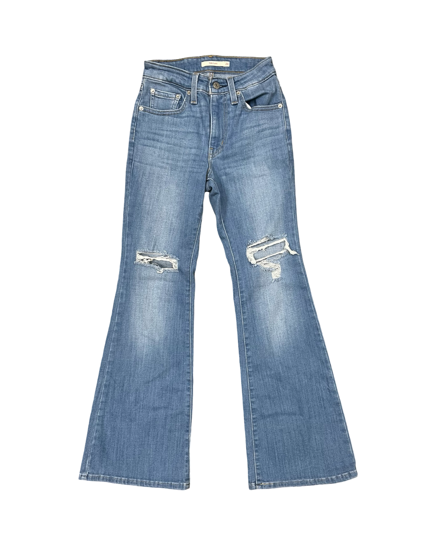 Jeans Flared By Levis In Blue Denim, Size:0