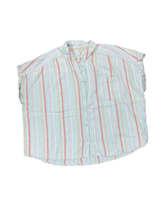 Blouse Ss By Terra & Sky In Cream & Pink, Size:4X