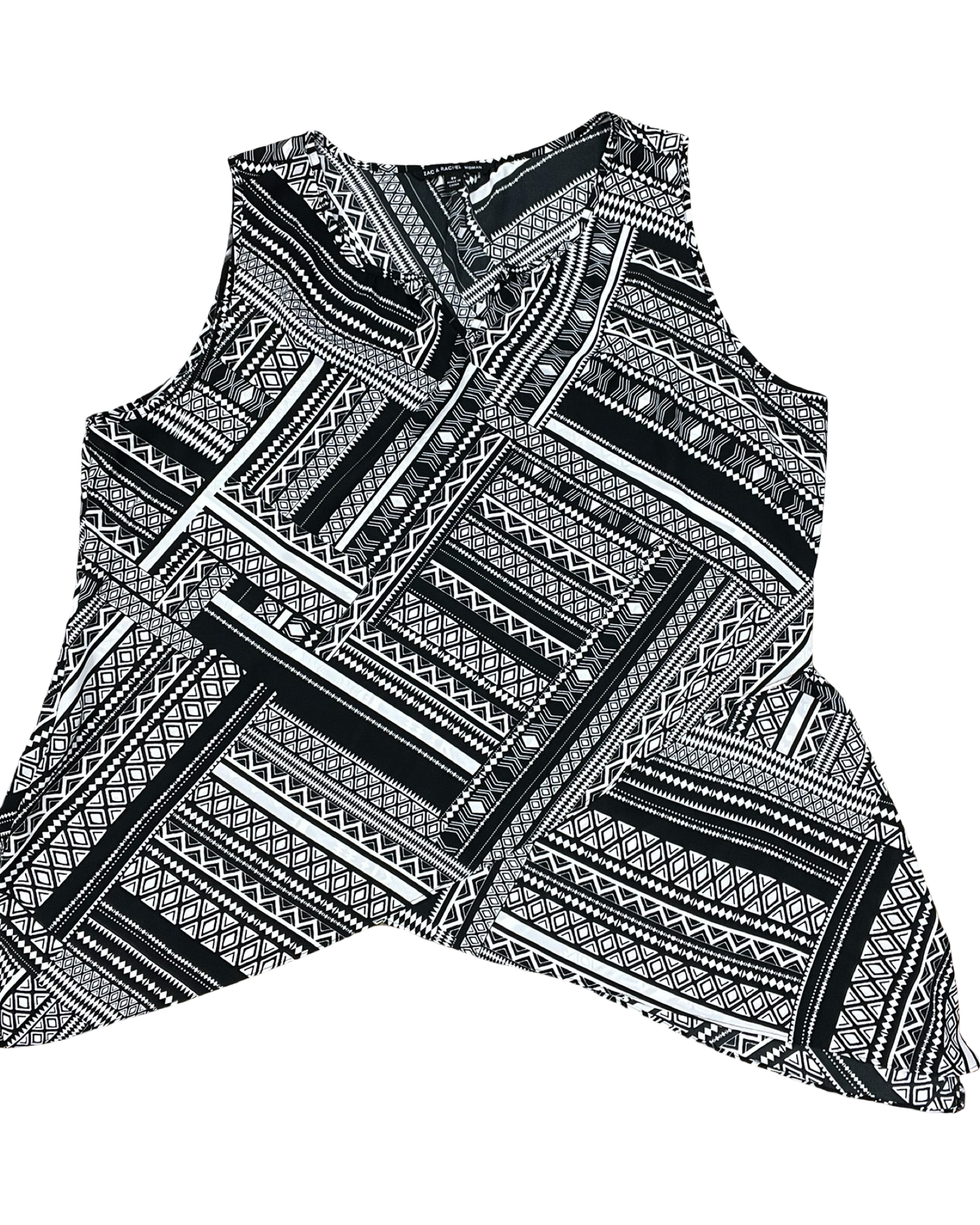Top Sleeveless By Zac And Rachel In Black & White, Size:2X