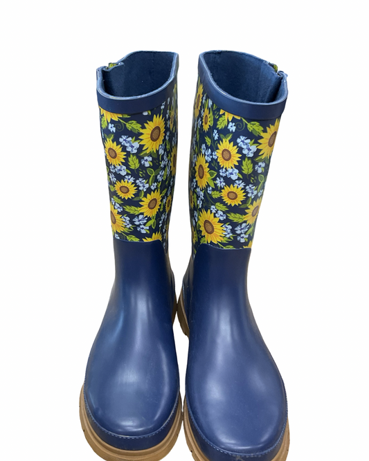 Boots Rain By Clothes Mentor In Blue & Yellow, Size:11