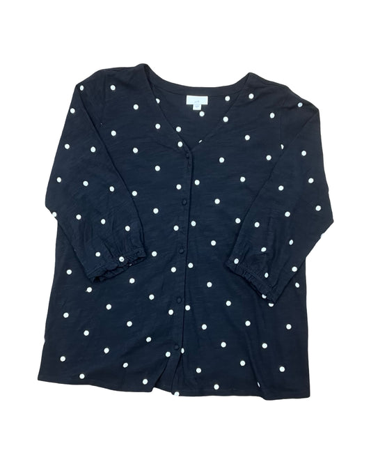 Blouse 3/4 Sleeve By J. Jill In Black, Size:L